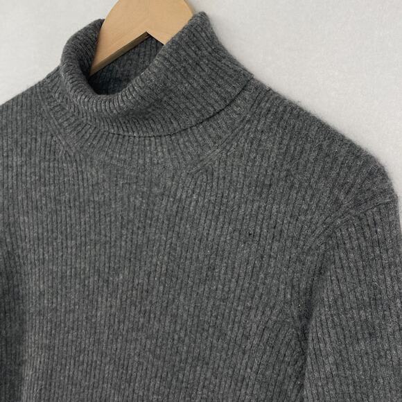 SAKS FIFTH AVENUE Sweater Womens L 100% Cashmere Turtleneck Ribbed Pullover Gray - Picture 6 of 12